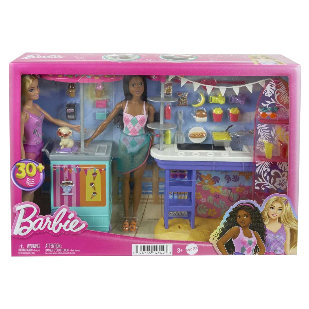 Beach Boardwalk speelset met Barbie ‘Brooklyn’ & ‘Malibu’